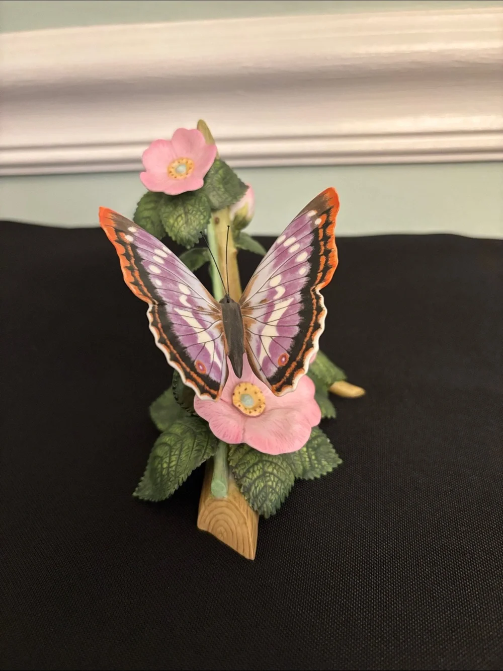 Lenox Purple Emperor and Pink Butterfly Figurine Dated 1991